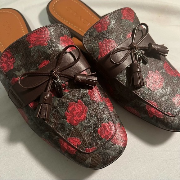 Coach Tassel Loafer Slide / Mule with Camo Rose Print 7 - Picture 2 of 5